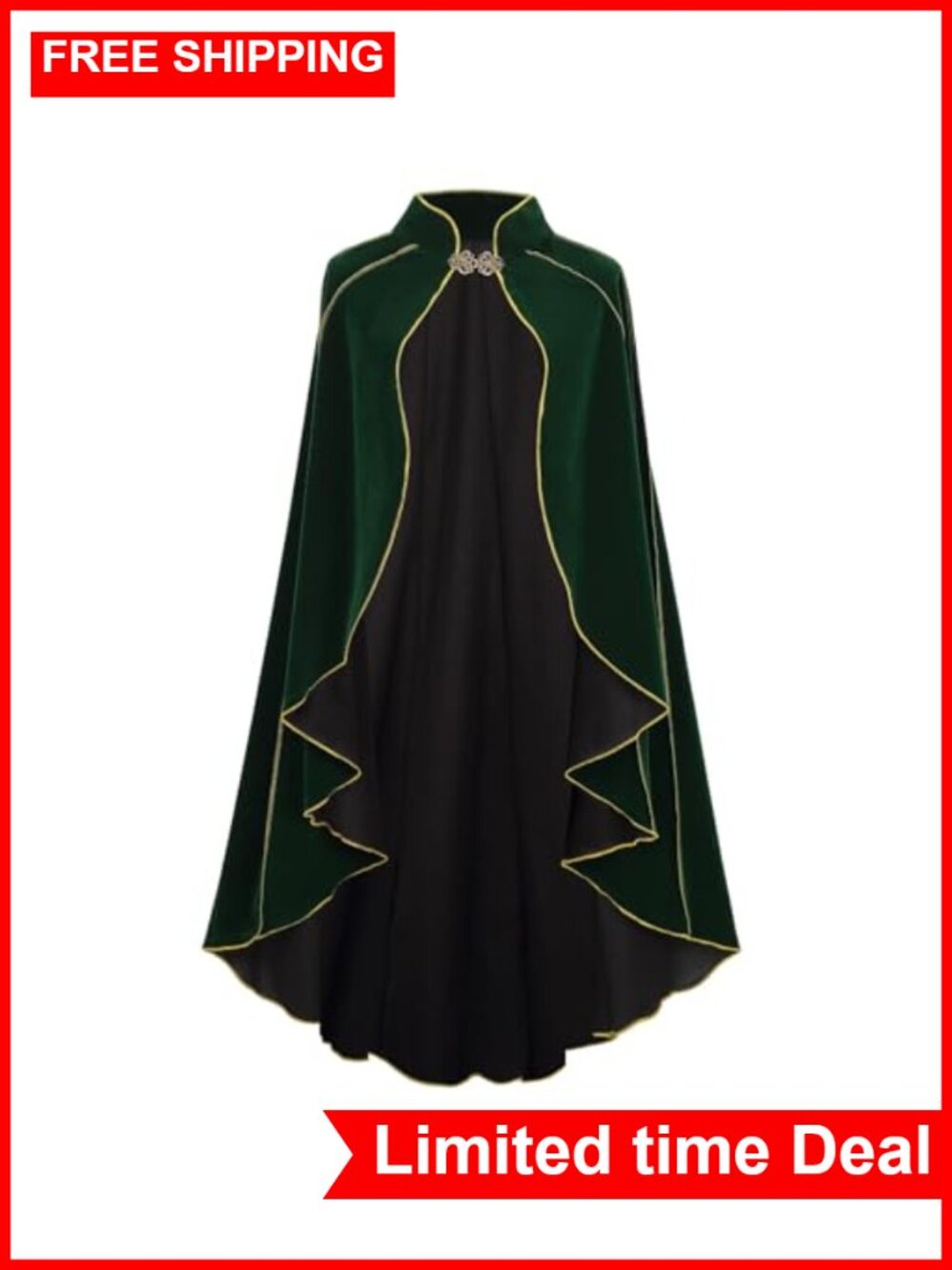 Medieval Velvet Cape Cloak Stand Collar Halloween Cosplay Costume